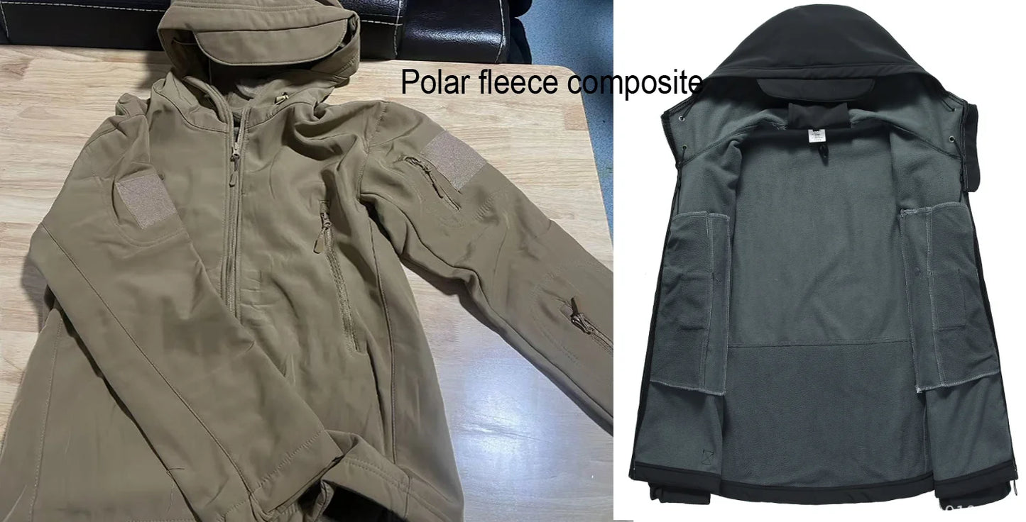 Men's Winter Autumn Softshell Fleece Jackets Windproof Outdoor Fishing Hiking Hunting Thermal Camping Cargo Coats Warm M-5XL