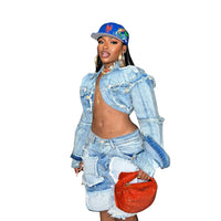 Shorts Pant Set Women Two Piece Sets Denim Turn Down Collar Matching Sets Tops Knee Length Pants High Waist Y2k Streetwear