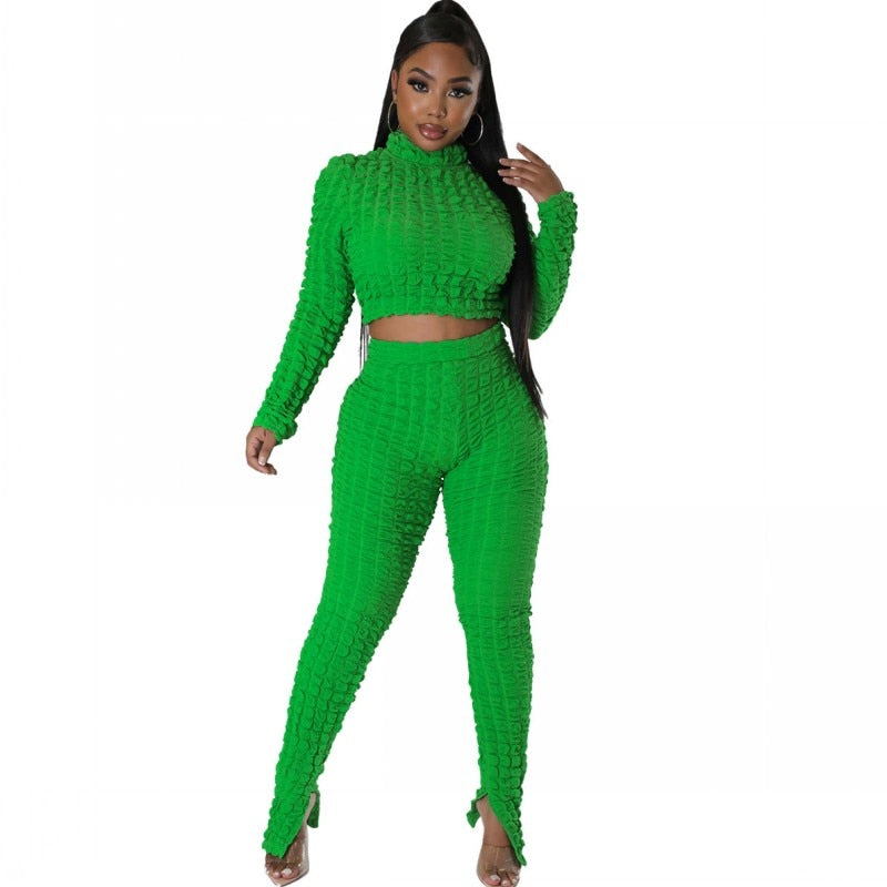 Sexy African Clothes Women 2 Piece Set Crop Tops Empire Pant Suits