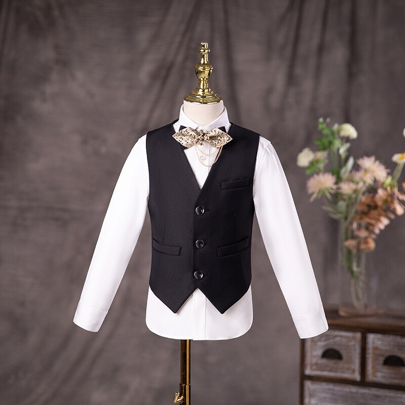 Boys Wedding Suit Children Stage Performance Formal Suit Flower Kids School Graduation Party Set Girl Piano Ceremony Costume