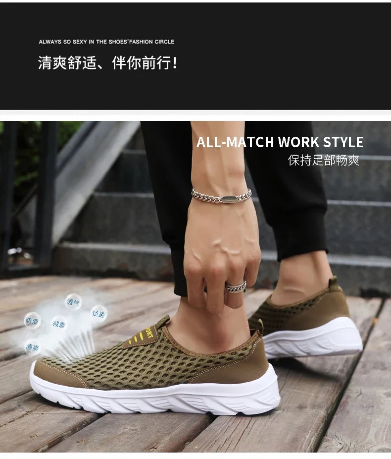 YRZL Lightweight Men Casual Shoes Breathable Slip on Male Casual Sneakers Anti-slip Men's Flats Outdoor Walking Shoes Size 39-46