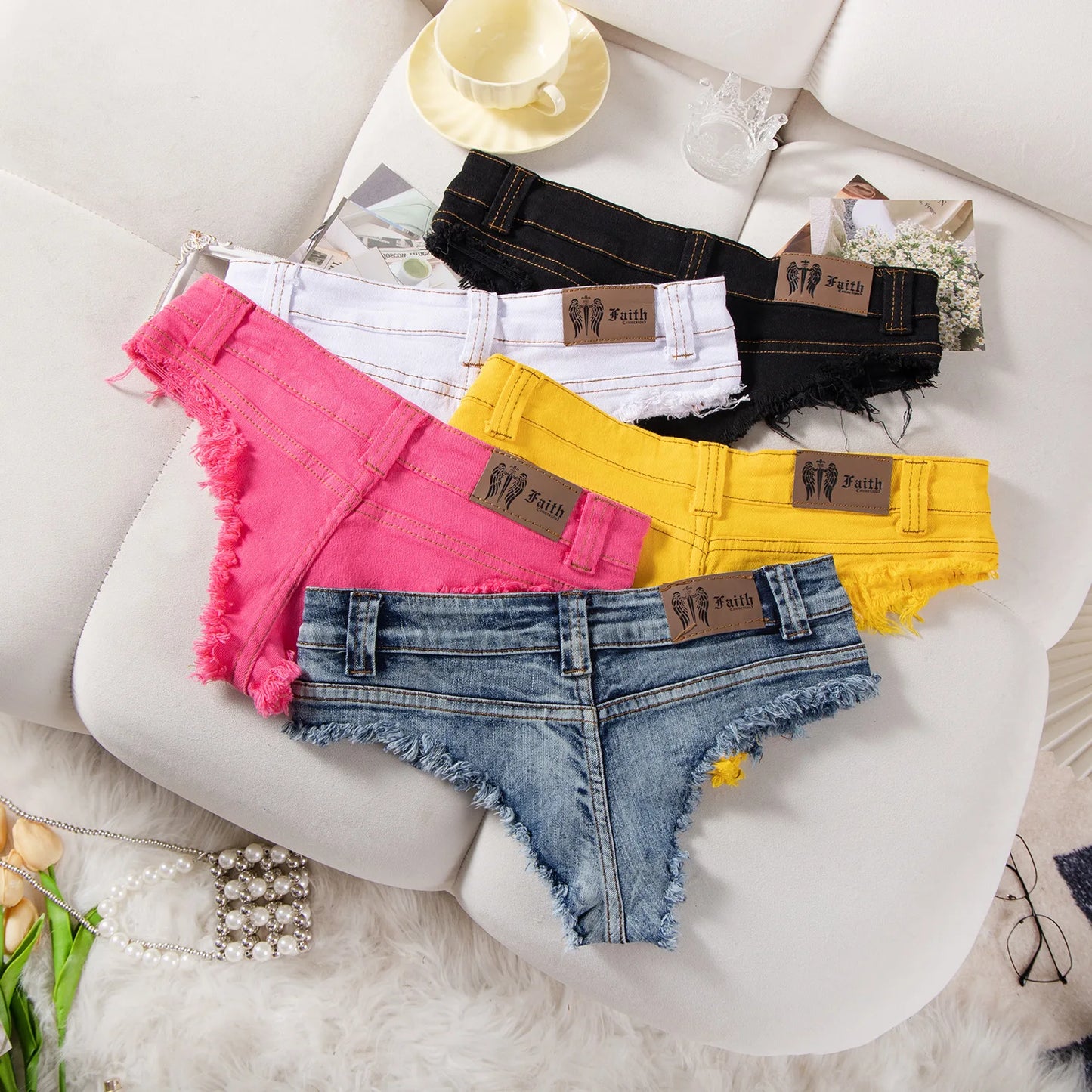 New High Rise Distressed Stretchy Spice Girls Low Waist Ripped Hole Jeans Denim Shorts Y2k Super Shorts Jean
