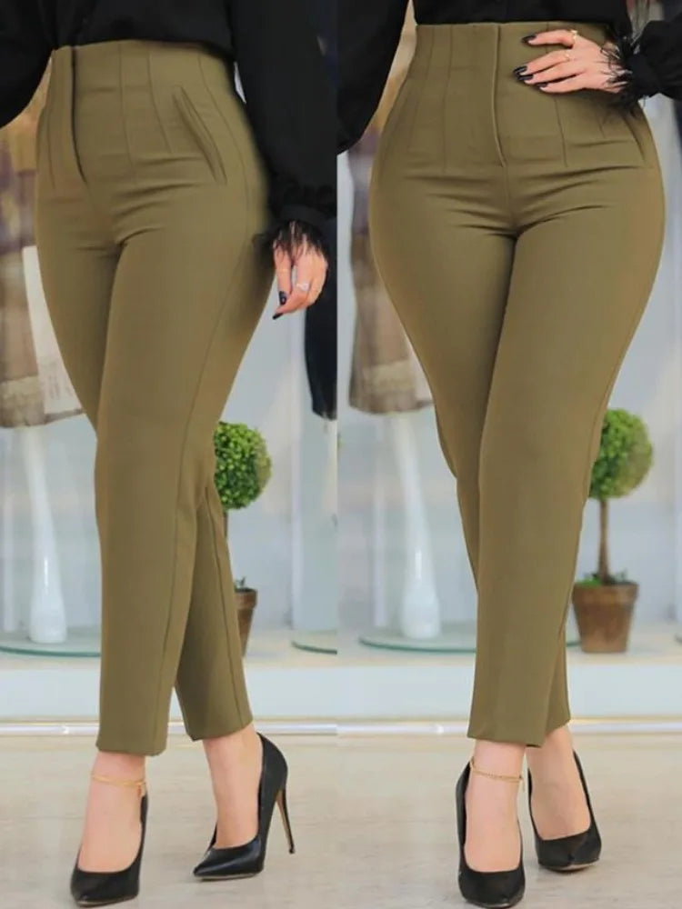 Elegant Women's Pants Black High Waist Office Pants Woman Trousers All-Match Daily Slim Outfits Casual Pencil Trouser 2023 Fall