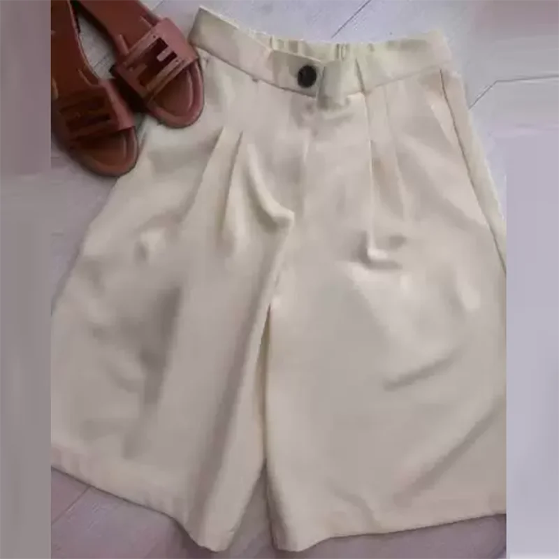 Ladies Loose Blazer Suit Solid Casual Turn Down Collar One Button Coat High Waist Shorts 2025 Summer Autumn Formal New Outfits