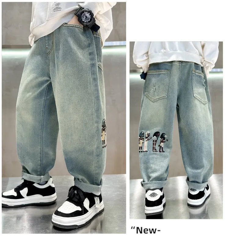 Jeans For Boys High Quality Children Clothes Casual Style Kids 2024 Spring Autumn New Arrival Denim Pants 5 6 7 8 9 10 11 12 14Y