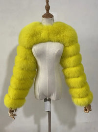 ZADORIN Autumn Winter Cropped Faux Fox Fur Coat Women Luxury Raccoon Long Sleeve Warm Fur Jackets Female Outerwear Pink Red