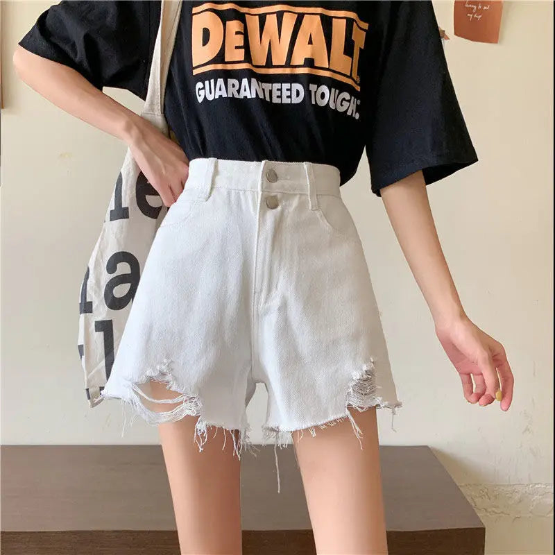 Denim Shorts Women's New 2026 Summer Thin High-waisted A-shaped Wide-leg Pants Slim Shorts