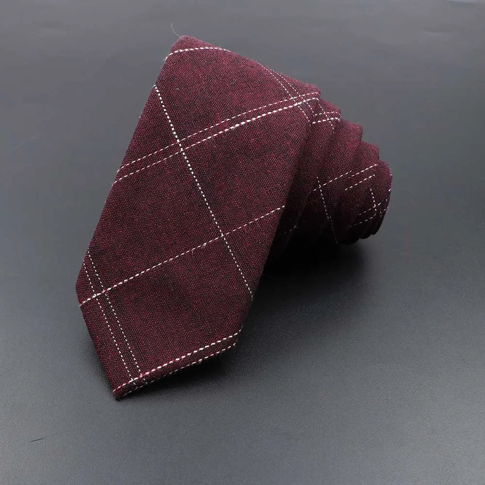 High Quality Plaid Striped Cotton Handmade Tie Men Necktie Narrow Collar Slim Casual Ties Business Party Suit Accessories Gift