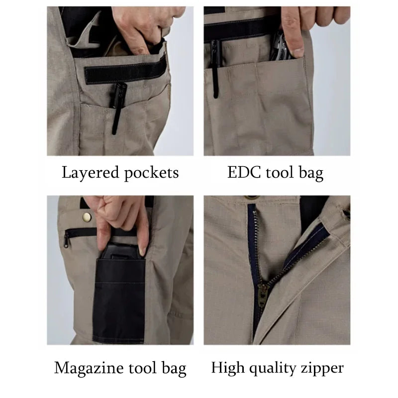 Men's Cargo Pants Multi Pockets Work Trousers Casual Tactical Pants Male Outwear Straight Autumn Winter Wear-resisting Trousers