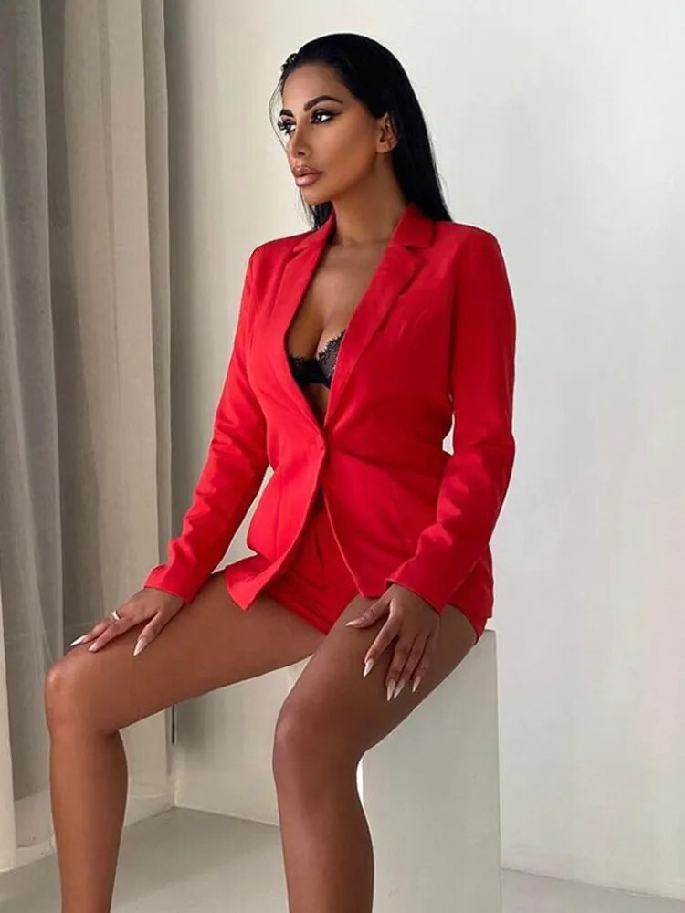 2023 Spring Summer Women Elegant Suits with Shorts Loose Shorts and Blazer 2 Piece Set Shorts Suit Blazer Set for Women Outfit