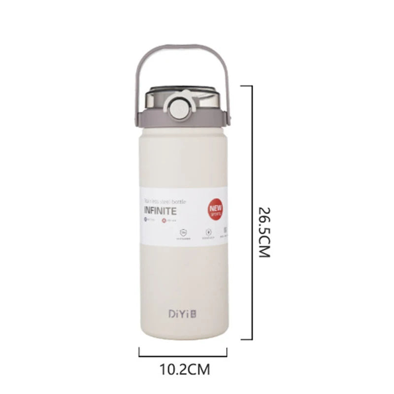 1L/1.2L Large Capacity Thermo Bottle with Straw Stainless Steel Thermal Water Bottle Keep Cold and Hot Thermos Cup Vacuum Flask