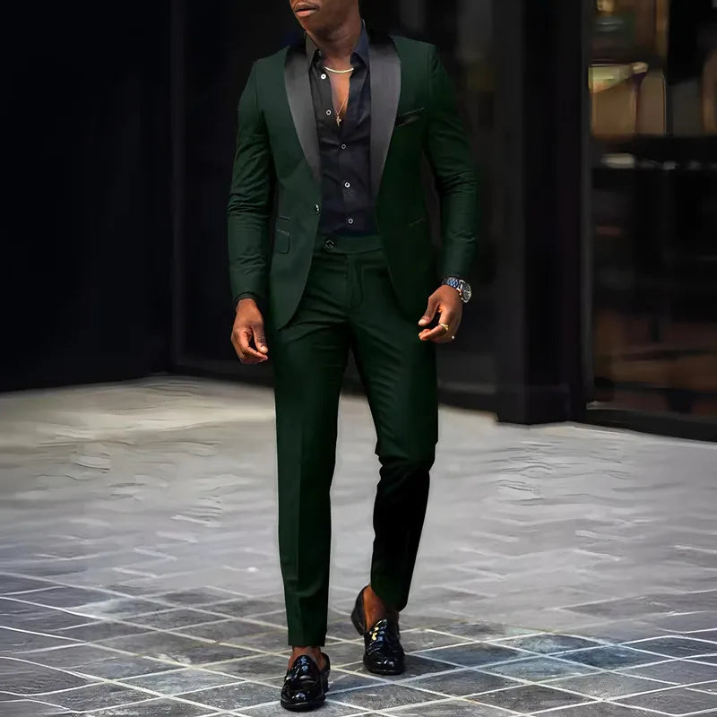 2-Piece Men's Suit Suitable For Wedding Business Suits, Single Button Jackets And Pants Sets, Slim Fit Jacket Sets