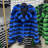 2023 Real Rex Rabbit Fur Winter Coat Women Thick Warm Jacket Lady Fashion Chinchilla Colour Outwear QQ6240