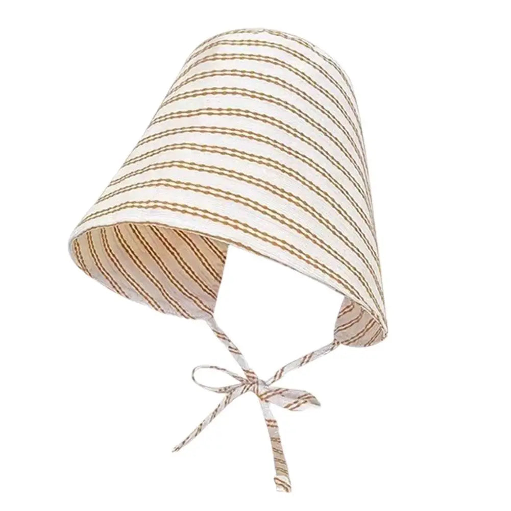 UPF50+ Striped Bucket Sun Hat, 56-58cm Adjustable Chin Tie Polyester Sun Hat for Beach, Hiking & Outdoor