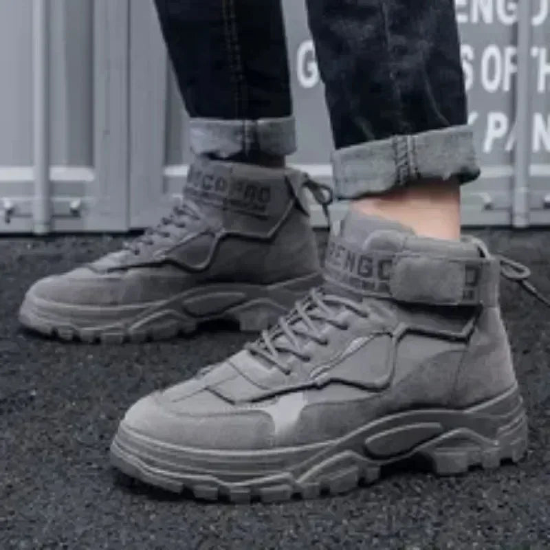 Men's Platform Boots Fashion Desert Boots New Comfortable Non-slip Hiking Shoe High Top All-match Work Boots Bota Masculina