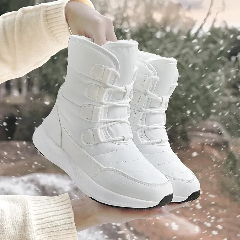2025 Women's Shoes Winter Fashion Ankle Boots Women Keep Warm Female Lace Up Waterproof Boots Ankle Shoes Street Nurse Boots