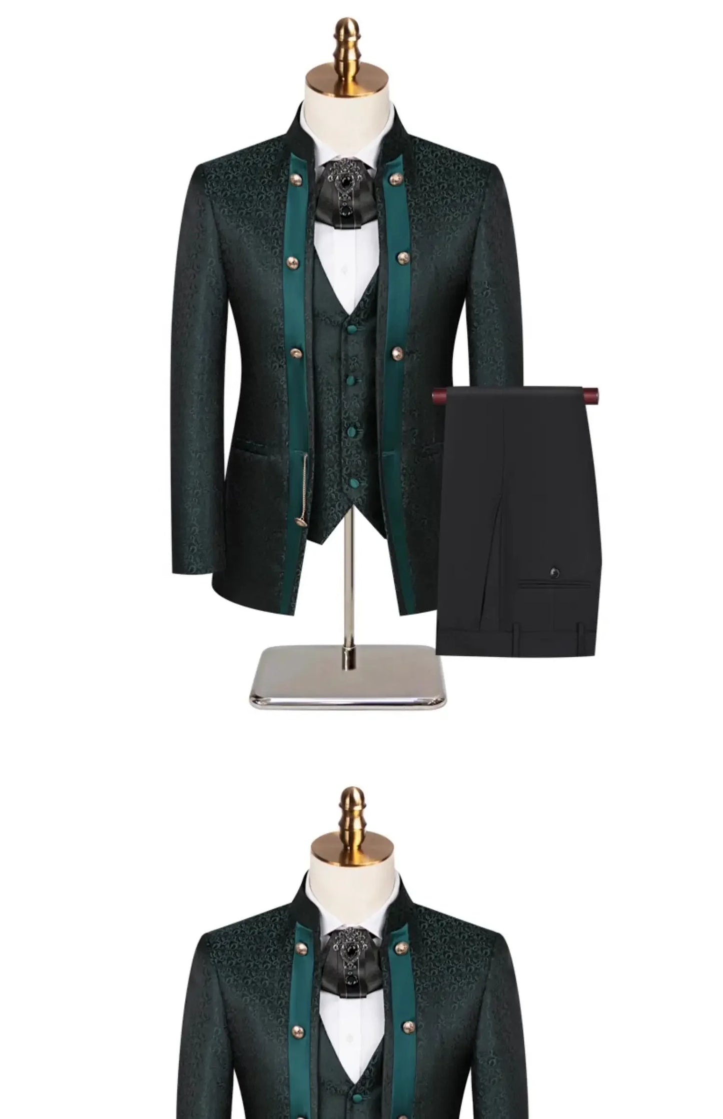 2025 New Wedding Host Performance Men's Suit Dress Three-piece Botanical Floral Pattern  Blazer  for Men with Pants and Vest