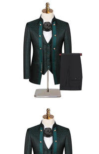 2025 New Wedding Host Performance Men's Suit Dress Three-piece Botanical Floral Pattern  Blazer  for Men with Pants and Vest