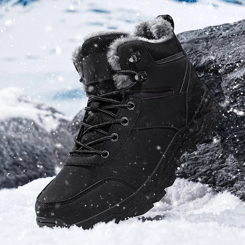 Brand Winter Men's Boots Warm Men's Snow Boots High Quality Leather Waterproof Men Sneakers Outdoor Men Hiking Boots Work Shoes