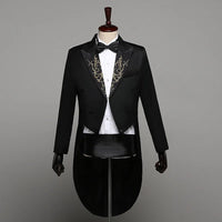 2025 Two Pieces Tailcoat Suit Men's Classic Lapel Tail Tuxedo Coats Pants Sets Men Wedding Groom Dress Up Stage Perform Costumes