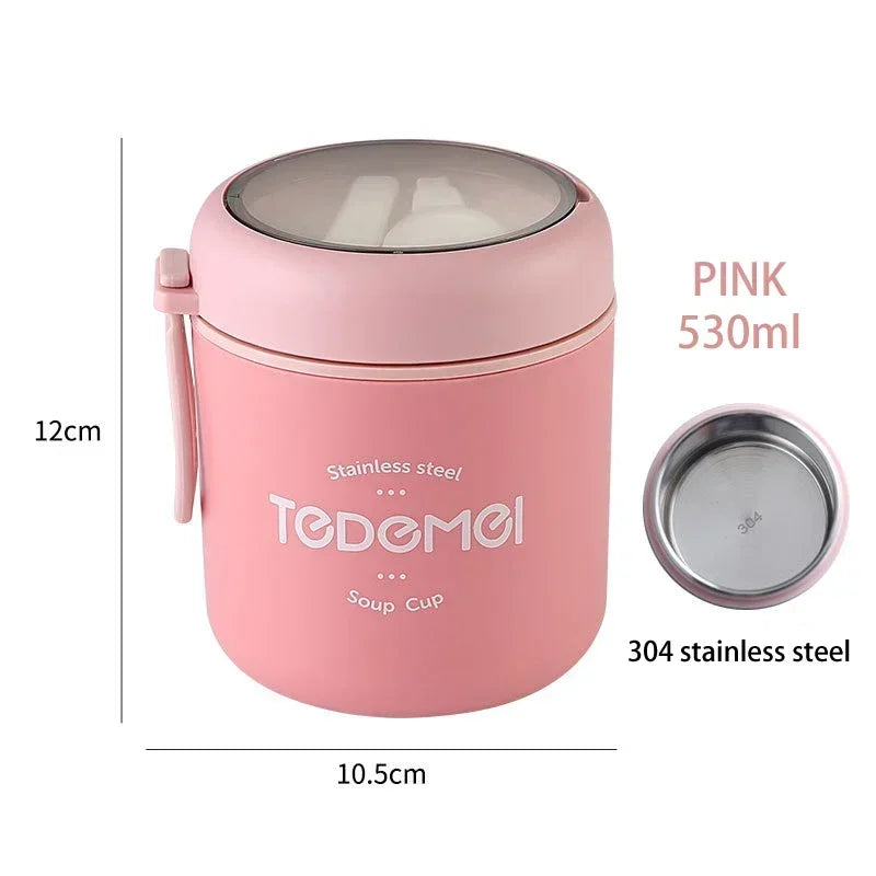 Insulated Lunch Box, Food Container, Stainless Steel Vacuum Cup, Soup Cup, Insulated Bento, Food Thermos With Spoon