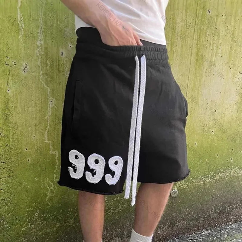 European and American high street fashionable versatile shorts loose fitting hip-hop rock style black men's five-point pants emo