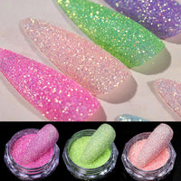 Nail Glitter Sparkling Diamond Nail Powder Laser Silver Reflective Nail Glitter Sequins for Acrylic Nails Shiny Pigment