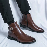 Autumn New Men's Boots British Style Pointed Formal Leather Oxford Shoes Dress Boots Chelsea Business Ankle Boots High-Top Shoes