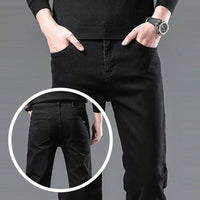 Men Casual Stretch Jeans Male 2025 New Fashion Classic Business Straight Leg Smoke Gray Work Denim Trousers Brand Clothing