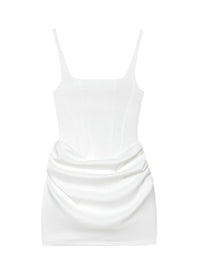 French Style Women Ruched Short Dress Fashion Summer Party Evening Gown Spaghetti Strap Bodycon Sexy Bandage Corset Mini Dress