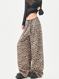2025 Jeans Leopard Print High-Waisted Loose-Fit Casual Trousers Straight-Leg Long Pants New Style Amazeon European And American