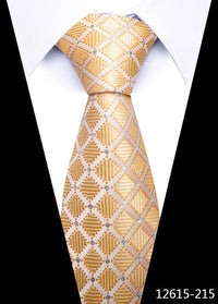 Newest Style 8 cm Necktie Man Blue Golden Striped Wedding Accessories Performance Tie Men Necktie Gravatas Fit Business