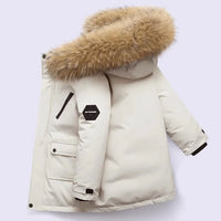 -30℃ Winter Kids Thick Warm Jacket Children Padded Plus Velvet Parkas Coat Boys Girls Fur Collar Hooded Cotton Clothes Outerwear