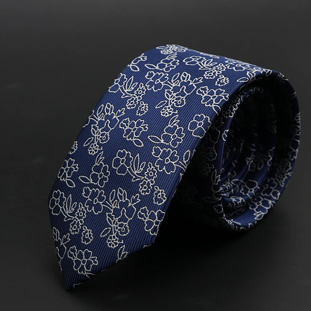 New Men Ties Solid Color Stripe Print Floral 6cm Jacquard Business Neckties Narrow Skinny Tie Wedding Prom Daily Wear Accessory