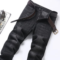 Jeans men straight tube loose 2024 autumn new item business elastic men's versatile casual pants trendy brand long pants men