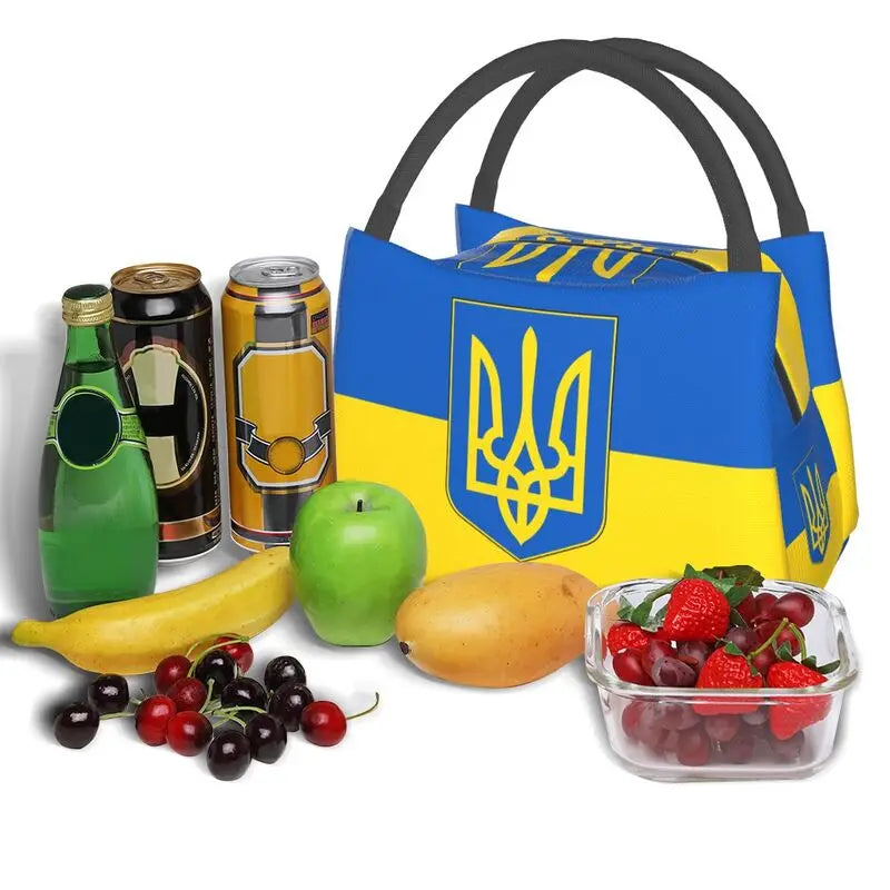 Flag Of Ukraine Insulated Lunch Bag for Women Waterproof Patriotic Thermal Cooler Lunch Tote Office Picnic Travel Shoulder Bag