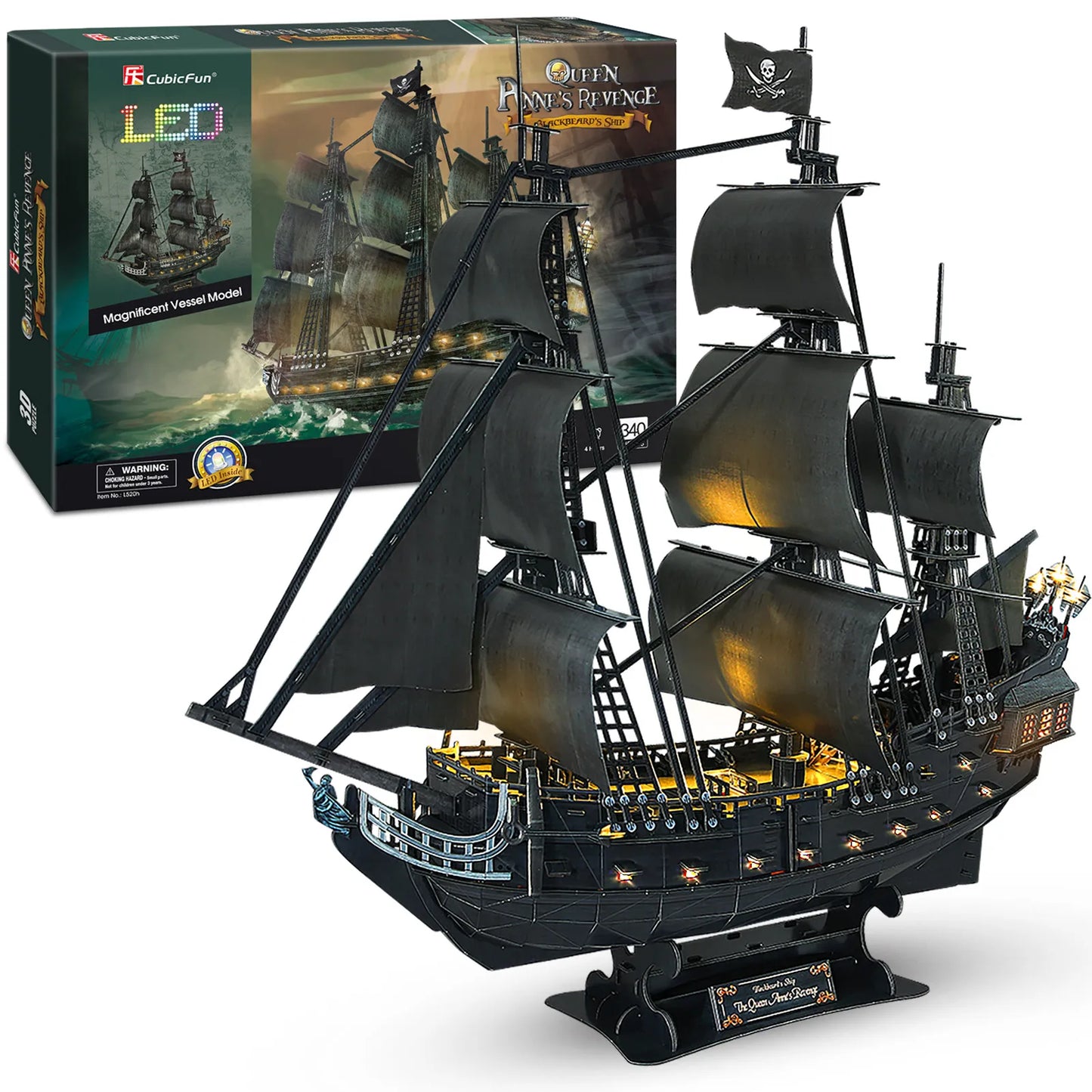 CubicFun 3D Puzzles Ship from PL/US/RU LED Flying Dutchman Pirate Ship Model Queen Anne Revenge Sailboat Titanic Ship Jigsaw