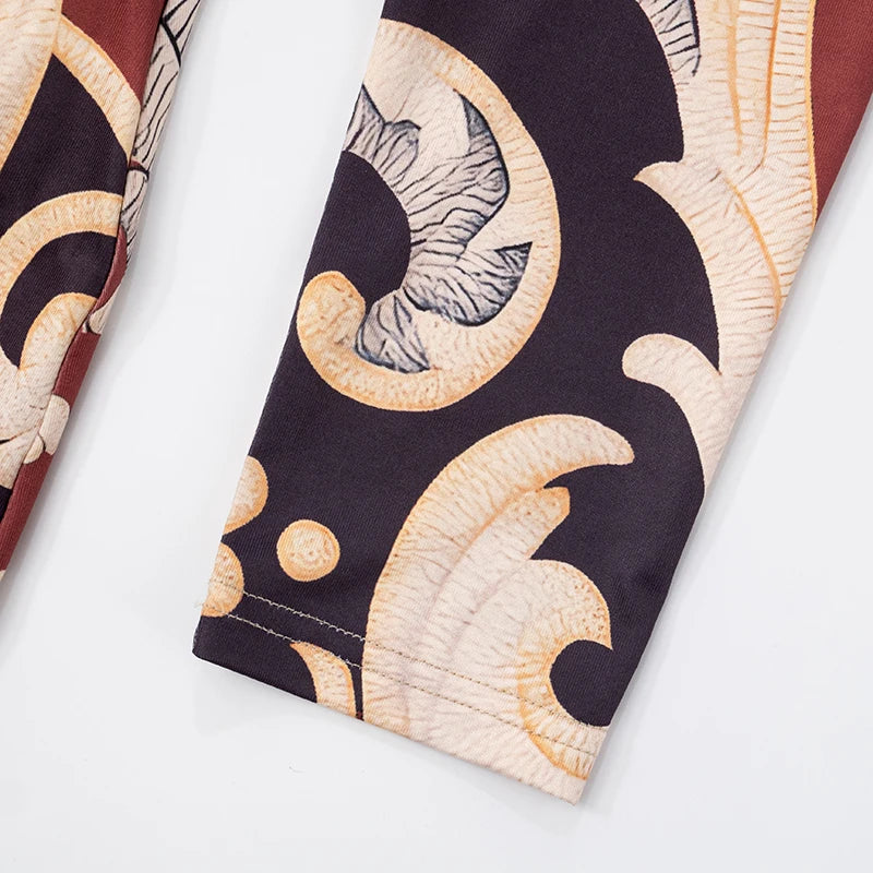 CUTENOVA Fall New Colorful Printed Women'S Jumpsuit  One-Shoulder Strapless Long Sleeves Slim Fit Elastic Ankles Jumpsuit Female