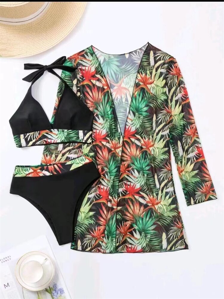 Sexy Bikini Women Swimsuit 2023 New Solid Print Bikinis Set High Waist Swimwear