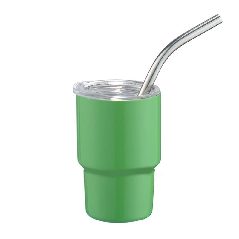 Stainless Steel Car Cup Double Wall Insulated Travel Mug Mini Tumblers with Straw & Lid Portable Coffee Cup Drinkware