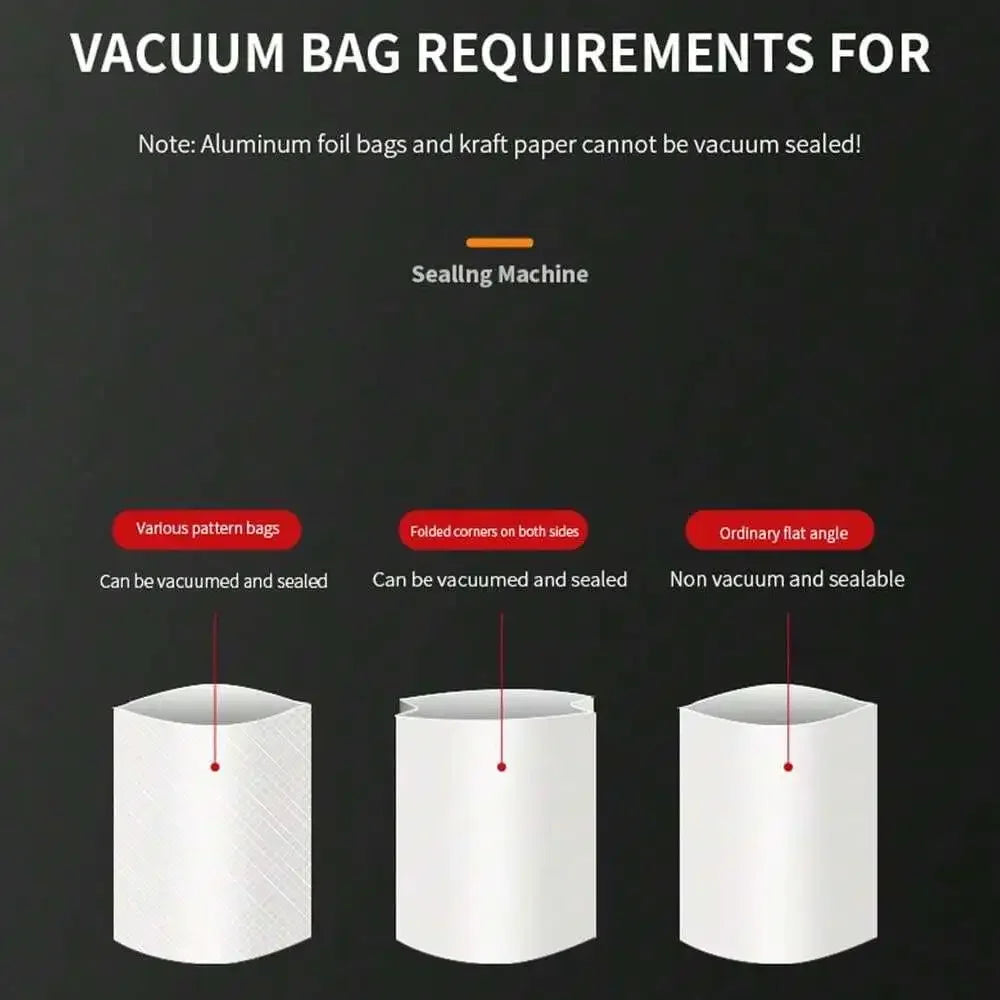 Electric Vacuum Sealer Dry/Wet Food Sealed Packaging Kitchen Food Storage Seal Built-in Cutter Knife