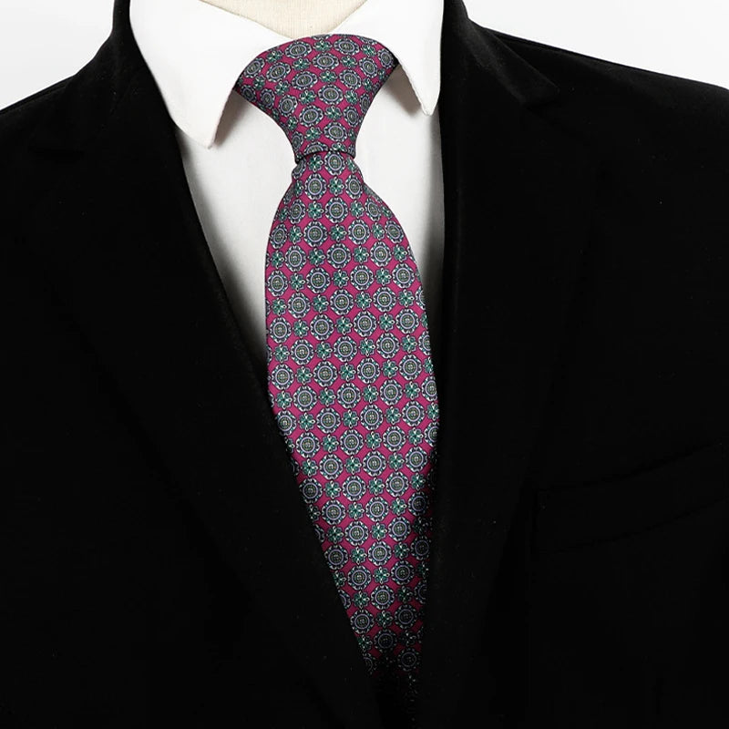Fashion 8CM Mens Necktie Print Patterns Classic Neck Ties For Man Groom  Handfeel Polyester Necktie Business Wedding Accessories