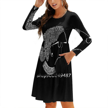 Notorious-Rbg-Ruth-Bader-Ginsburg-Best-Seller Square Neck Dress Cute Loose Print Dresses Elegant Beach Party Dress Notorious