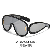 2023 New Fashion One Piece Big Frame Goggles Oversized Oval Sunglasses Women Men Trendy Hip Hop Sun Glasses