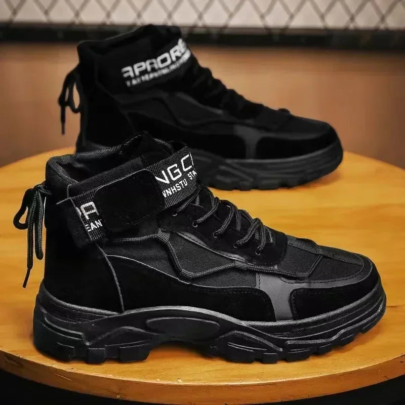 Men's Platform Boots Fashion Desert Boots New Comfortable Non-slip Hiking Shoe High Top All-match Work Boots Bota Masculina
