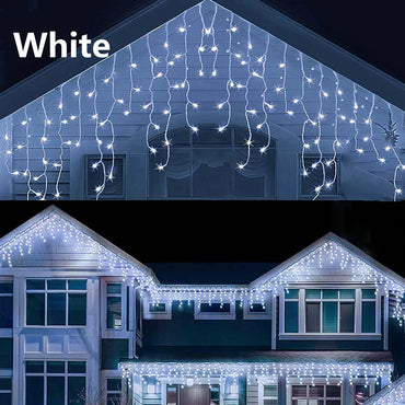 25M Icicle String Lights LED Fairy Lights Christmas Garland With Remote Control For New Year Party Wedding Garden Terrace Decor