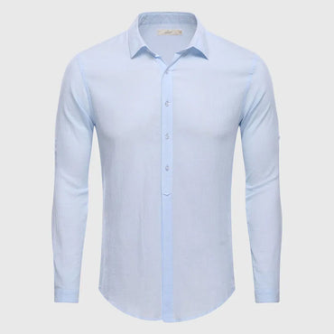 Men Cotton Linen Blend White Shirt Casual Male Shirt Slim Fit Spring Summer Style Cool