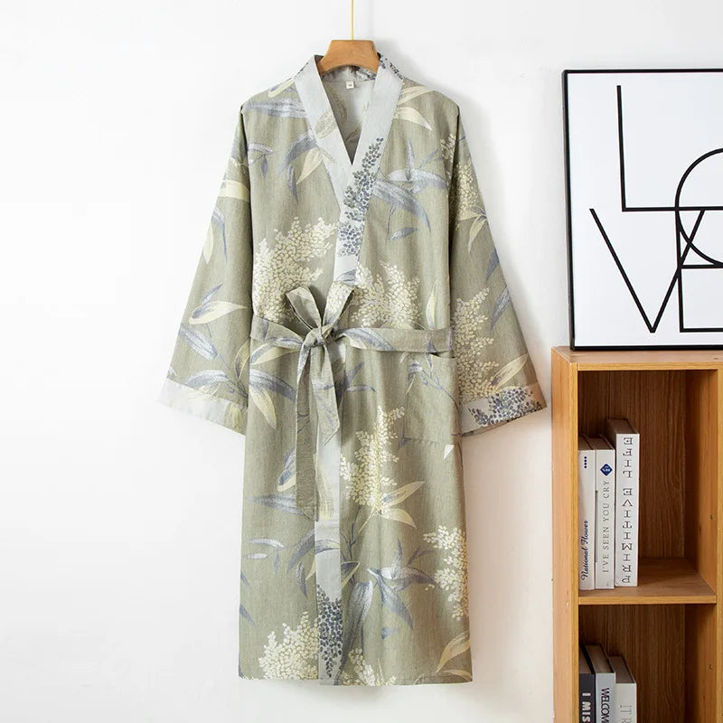 Spring Autumn 100% Cotton Robe Casual Loose Long Cardigan Bathrobe For Women Sleepwear Home Clothing New Vestidos