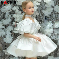 Baby Girls Birthday Dress Kids Elegant Retro Princess Dresses New Fashion Puff Sleeve Pearls Prom Dress for Girl Party Clothing