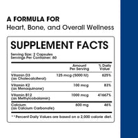 Kexinsh Vitamin D3K2 Capsules Vb12 Calcium Support Calcium Absorption Bone Teeth Heart Brain Health  Joints Immune Function